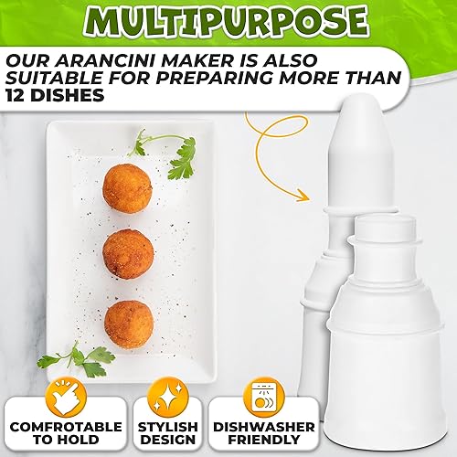 Vista 4 de Arancini Maker - Molde para bolas de arroz de 5.65 onzas, juego de 2 moldes, formas redondas y puntiagudas, fácil de usar, fácil de limpiar, cómodo
