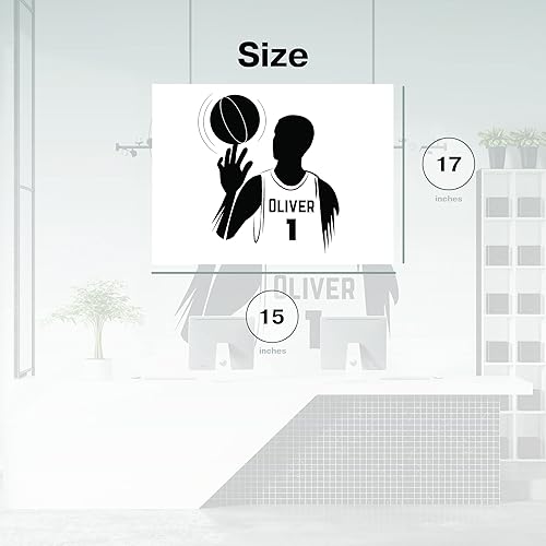 Miniatura 3 de Calcomanías de pared personalizadas con nombre de baloncesto  Jugador con calcomanía de pelota  Decoración de habitación de niños y hombres