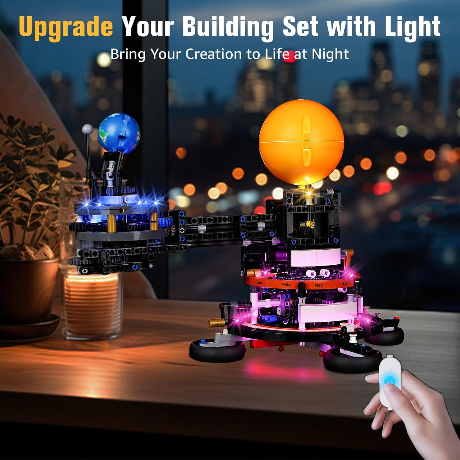 BrickSoul LED Light Up Kit Compatible with Lego Planet Earth and Moon in Orbit 42179 Building Set, Upgrade Wired Dimmable Lighting Accessories for Lego Fans, Not Included 42179 Mode