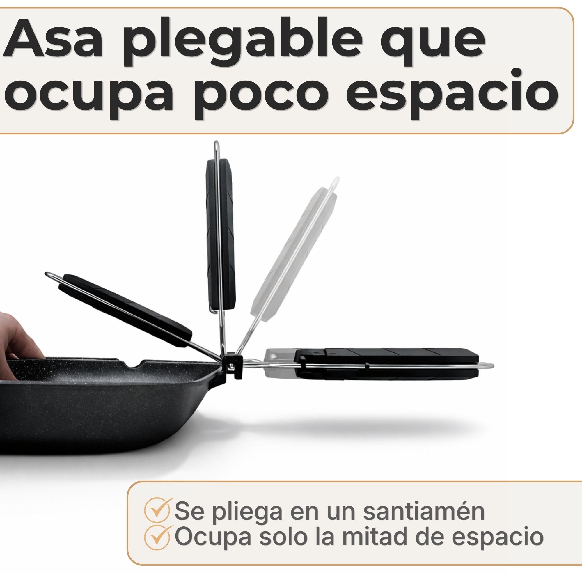 NAMAI - Sarten Grill Para Induccion 35 CM x 24 CM, Revestimiento Antiadherente, Aluminio Fundido a Presión, Apto Para el Lavavajillas, Asa Plegable que Ahorra Espacio (35 x 24 CM)
