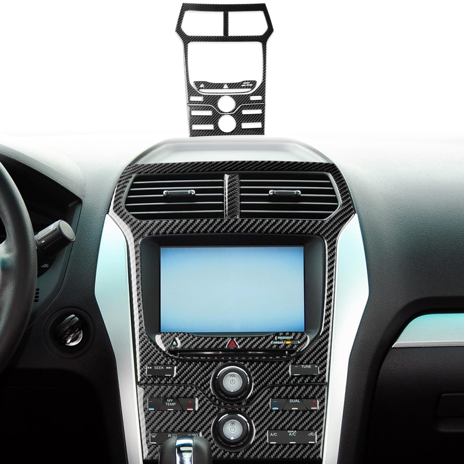 Real Premium Carbon Fiber Compatible with Ford Explorer 2011 2012 2013 2014 Accessories Car Central Control Suite Cover Sticker Decals Interior Trim