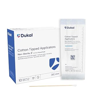 Dukal 9006-BX Cotton Tipped Applicator, Non-Sterile, 6" Box of 10bgs of 1001000 Applicators