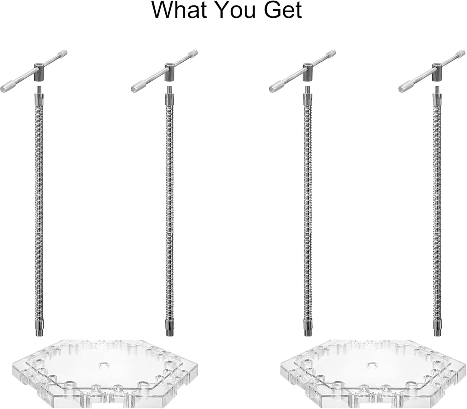 Action Figure Stand Set,Stand for Action Figures with 2 Bases, 4 Bendable Arms & 4 Adjustable Clips,Fits 6-Inch Figures Compatible with Gundam HG/RG/SD 1/144 Scale, Marvel Legends, S.H.Figuarts