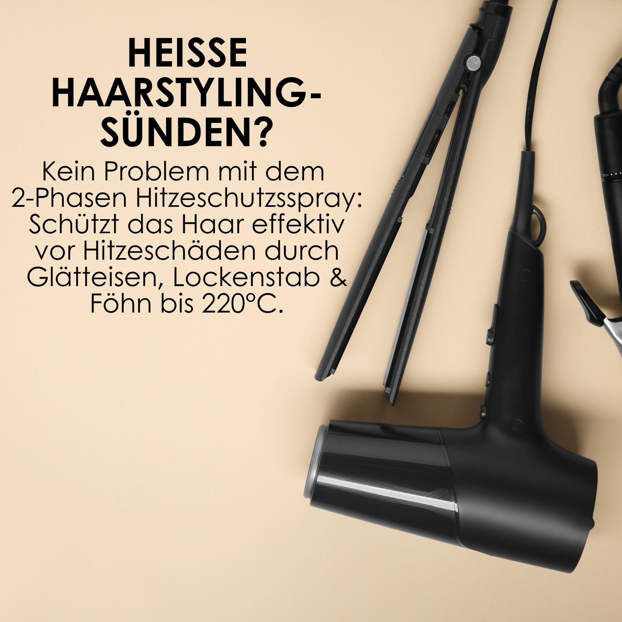 Jean & Len Ochrona przed wysoką temperaturą, 2-fazowy spray Leave-In, do każdego rodzaju włosów, chroni włosy przed uszkodzeniami spowodowanymi wysoką temperaturą do 220°C, formuła zapobiegająca