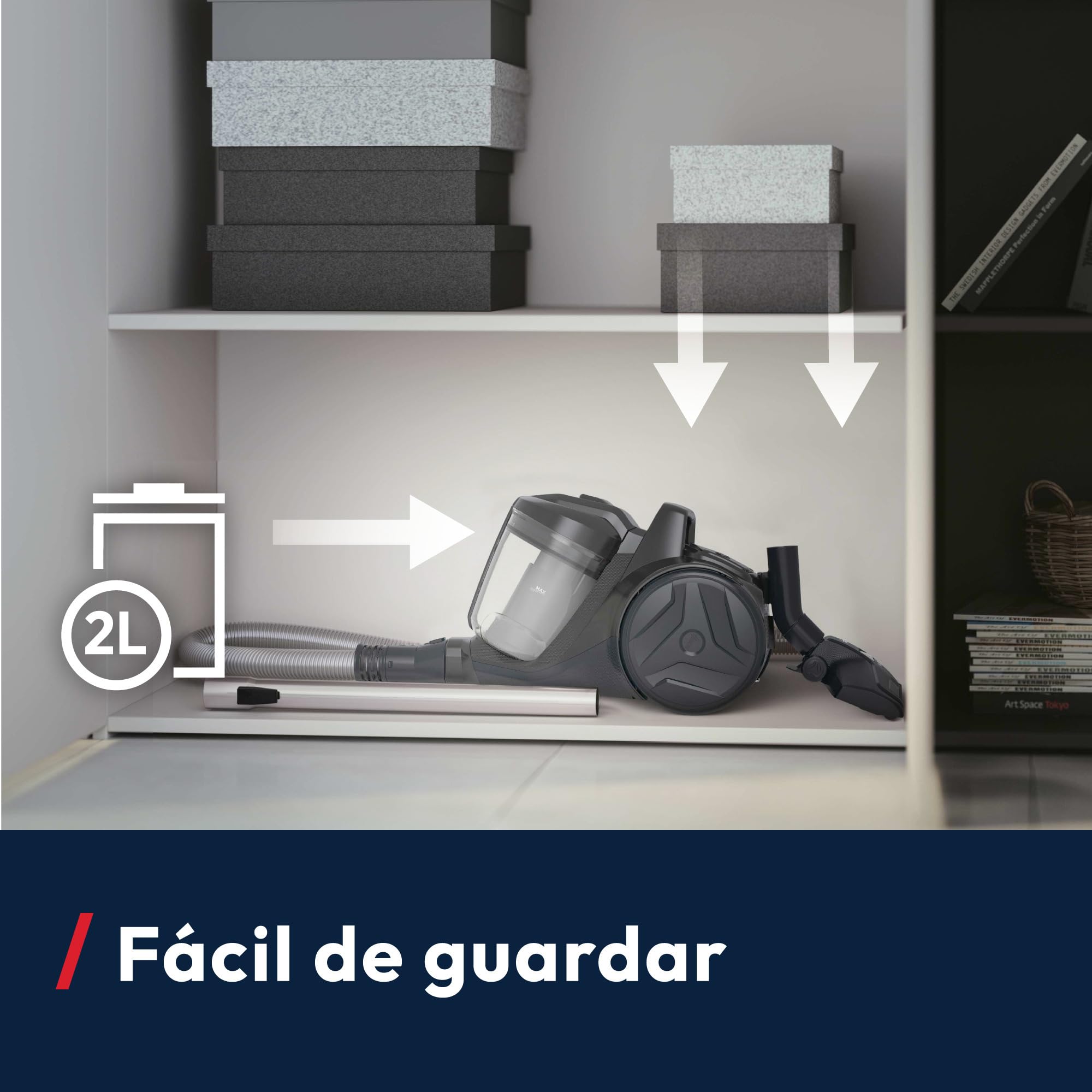 Hoover HP1 Aspirador Compacto Sin Bolsa,Ligero, Para Alfombras,Suelos Duros y Delicados,Contenedor de 2L,Con Cable,Filtro de Polvo EPA,Boquilla Para Parquet, Accesorios,Radio de Limpieza 7,5m [HPZ107]