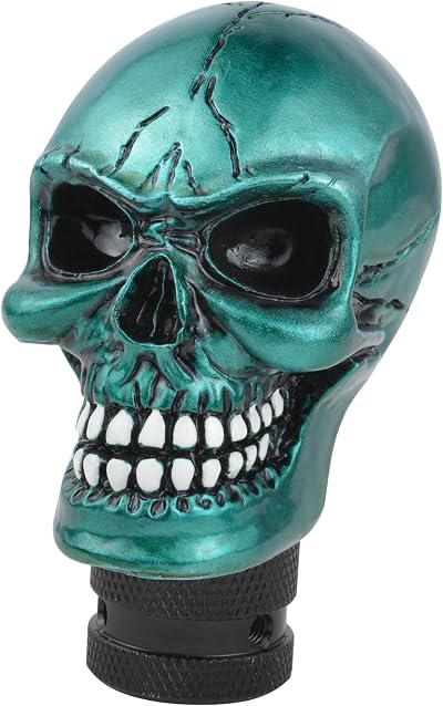 Gear Shift Knob Skull Funny Car Shifter Handle Resin Shift Stick Head for Most Manual Automatic Vehicles (Metallic Blue)