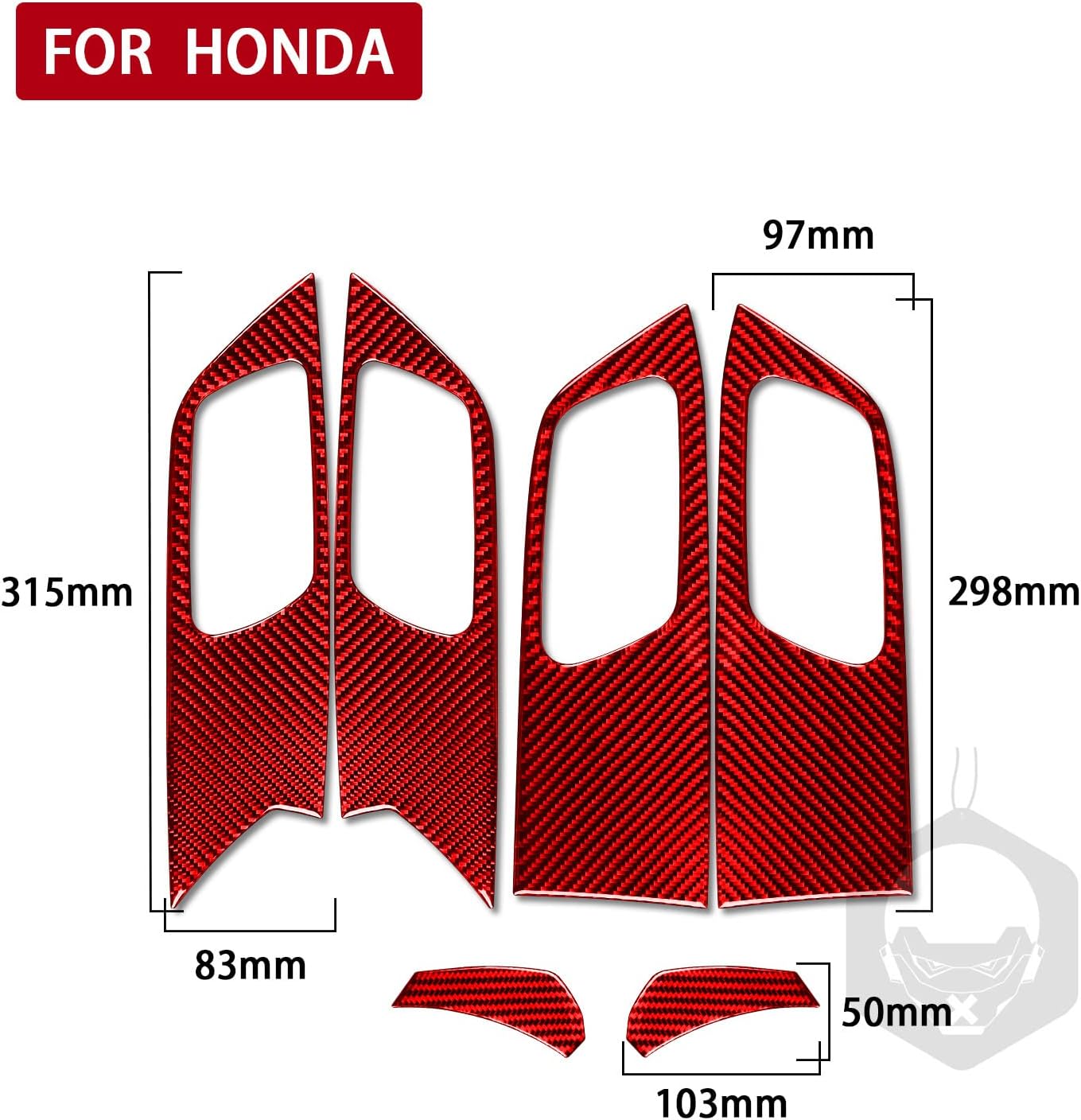 Real Carbon Fiber Anti-Scratches Protective Inner Door Panel Trim Sticker Compatible with Accord 2014 2015 2016 2017 Auto Interior Accessories red 6pcs