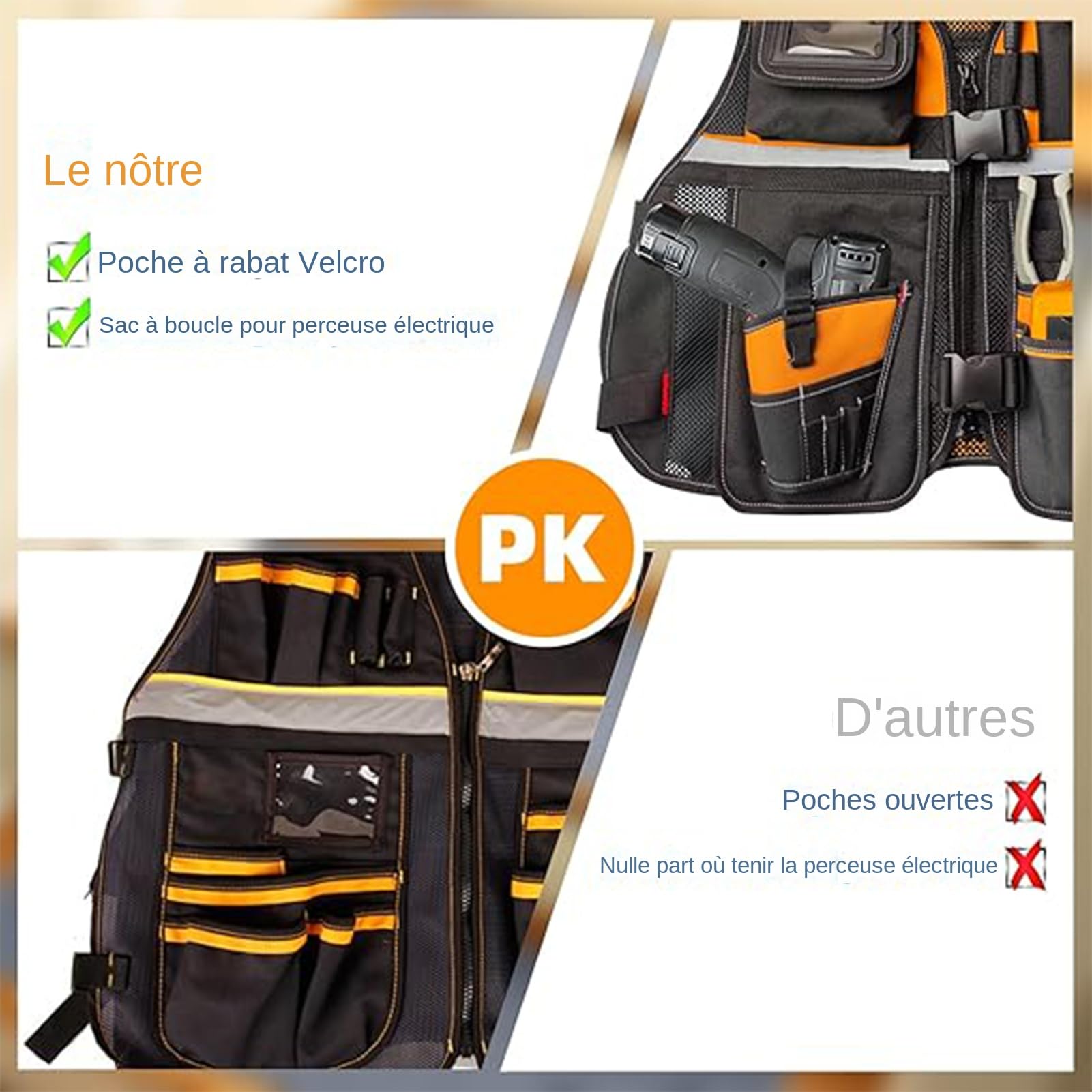Chaleco De Trabajo Multibolsillos - Talla Ajustable Chaqueta Herramientas | Oxford, Profesional Resistente, Accesorio Con Organización Optimizada Y Correas Ajustables | Hombre Para Electricista