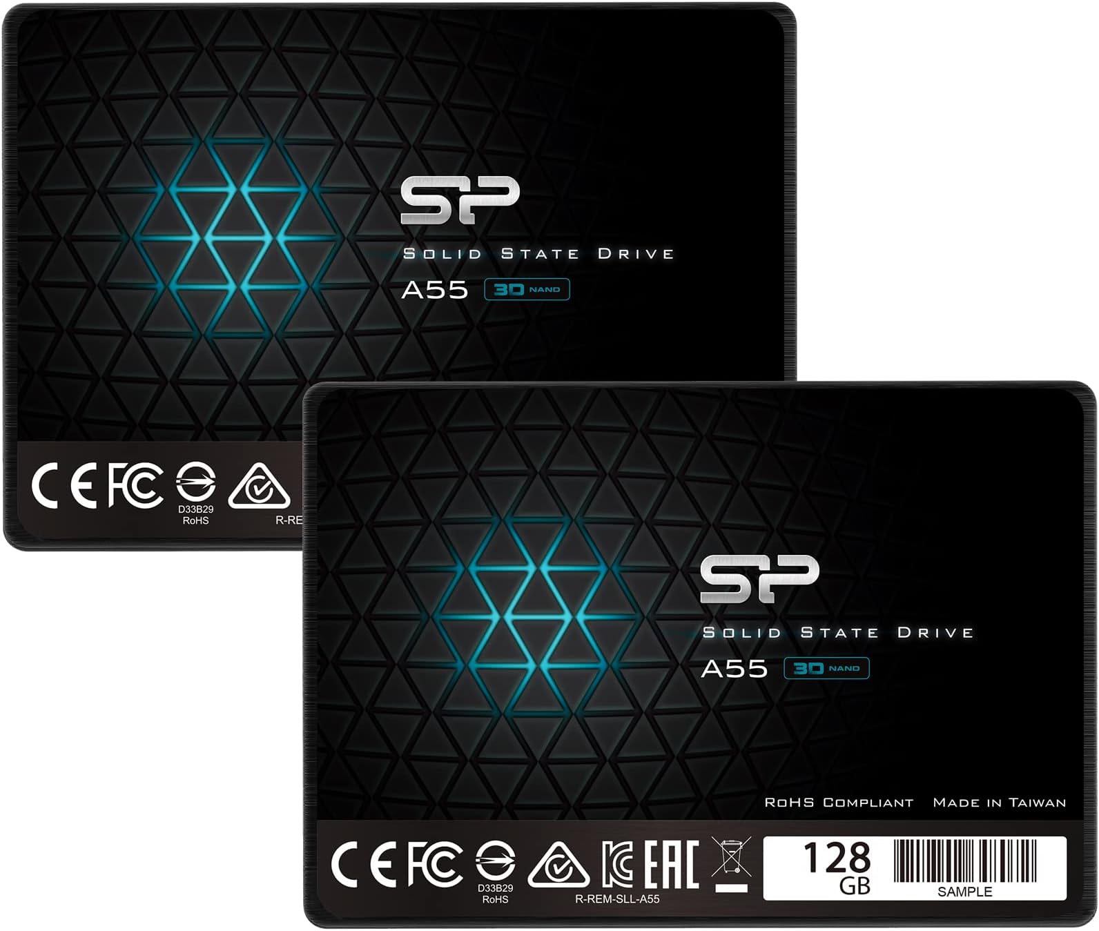 Silicon Power 2-Pack 128GB SSD 3D NAND A55 SLC Cache Performance Boost SATA III 2.5" 7mm (0.28") Internal Solid State Drive