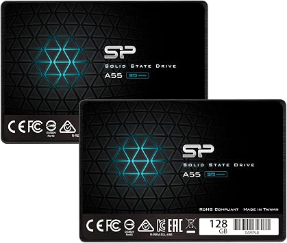 Silicon Power 2-Pack 128GB SSD 3D NAND A55 SLC Cache Performance Boost SATA III 2.5" 7mm 0.28" Internal Solid State Drive