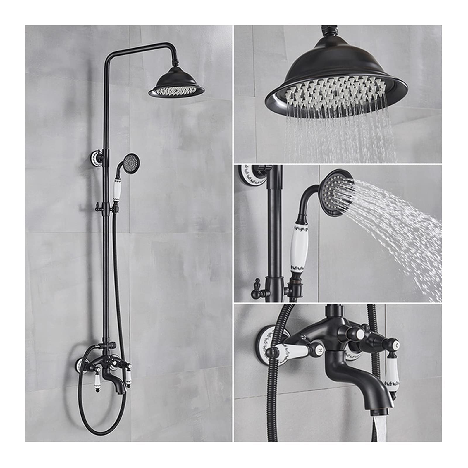 Grifos, accesorios de ducha de 8 pulgadas, juego de grifos de ducha de latón, 3 funciones, sistema de ducha expuesto, juego completo de baño y cocina, lavabo a presión