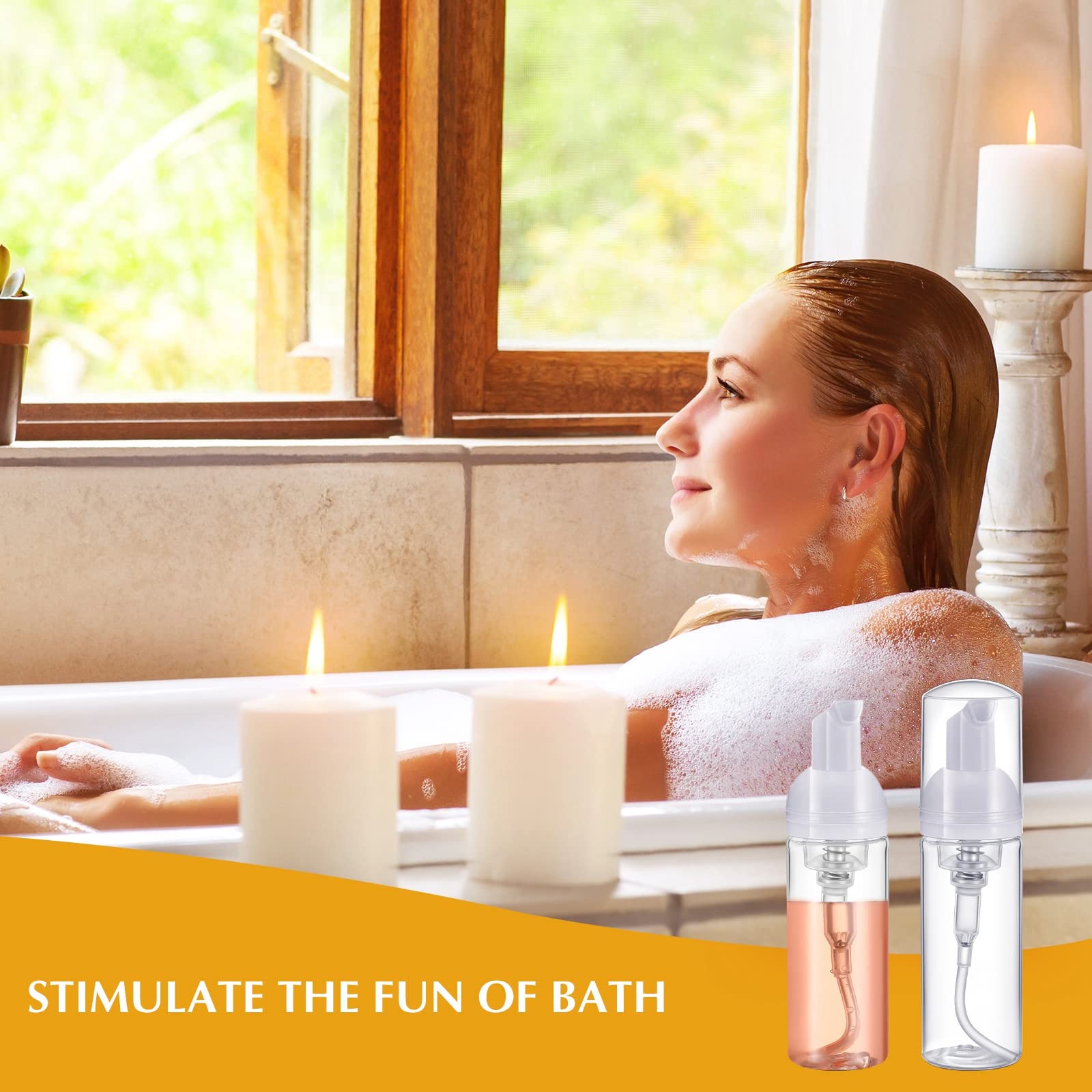 Mini bottiglia vuota da viaggio in schiuma da 50 ml, con pompa trasparente, in schiuma di plastica, con mini dispenser per schiuma, per shampoo, pulizia, cosmetici, confezione da 50 pezzi