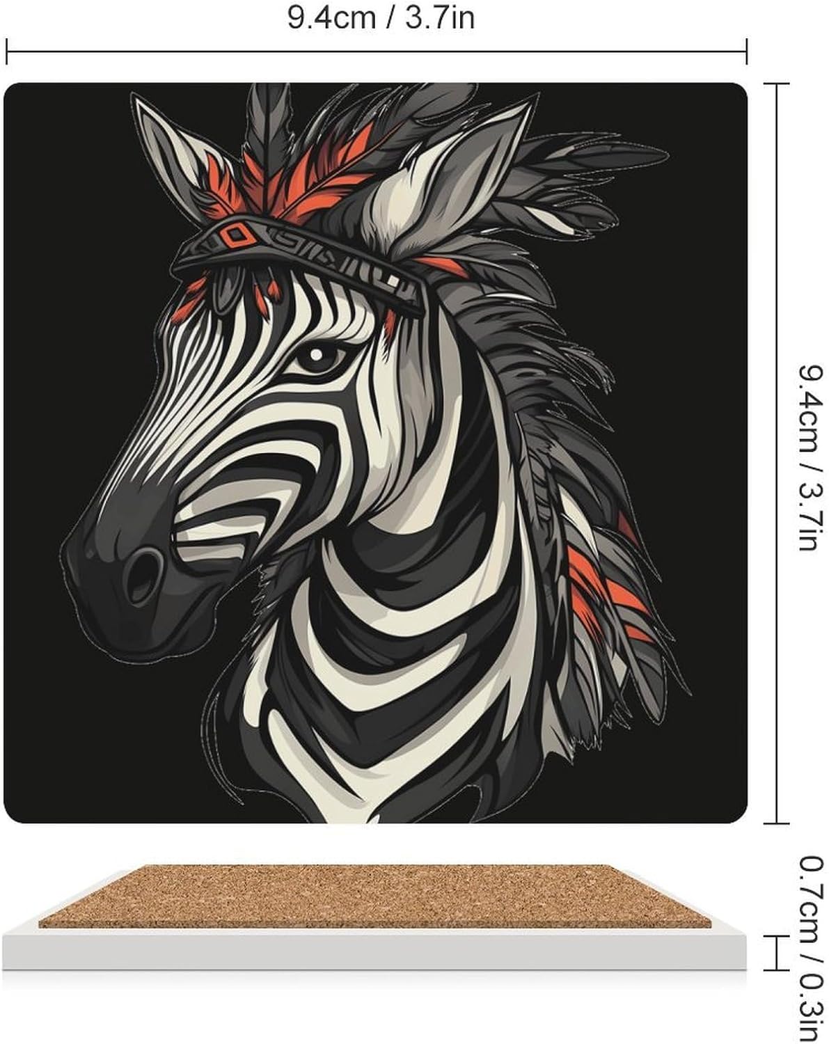 Ethnic Tribal Zebra Ceramic Coasters Square Drinks Coaster Coffee Table Decor Table Coaster for Home Bar