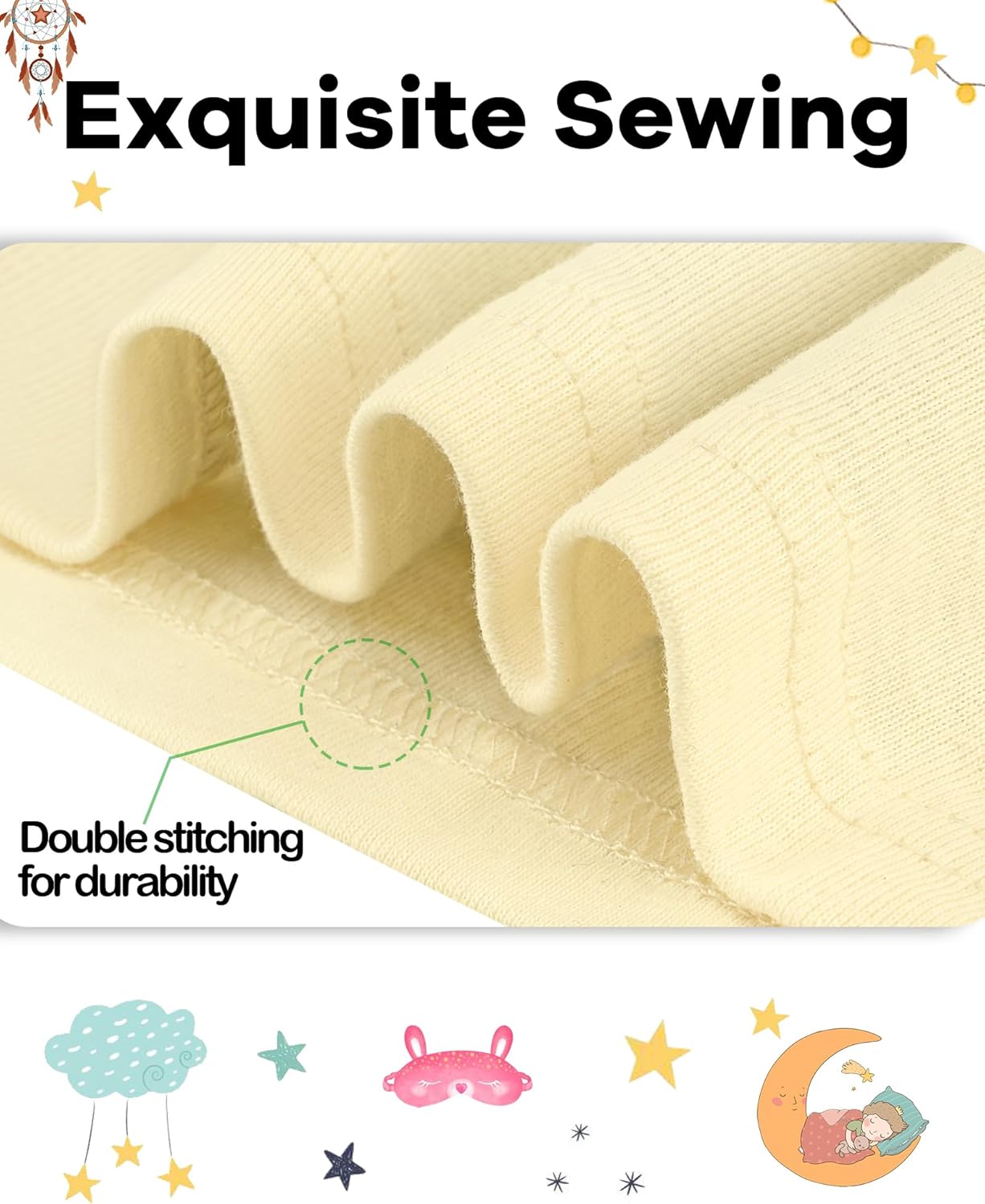 DAUGHTER QUEEN Girls Summer Pajamas Set 4 Pieces 100% Cotton Sleepwear Size 18 Months-12 Years - Image 4