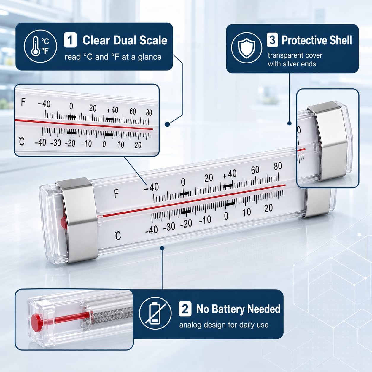 Refrigerator Thermometer for Kitchen,Restaurant(2 Pack)