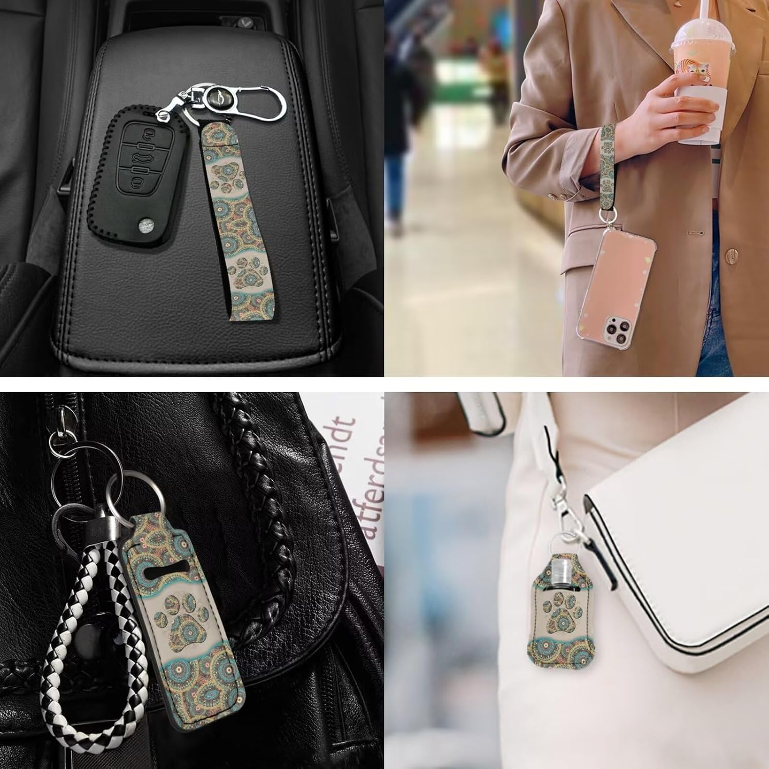 Suobstales 3 Pack Travel Bottle Keychain Holder Set Hand Sanitizer Holder With Chapstick Holder Keychain for Women Men image 2