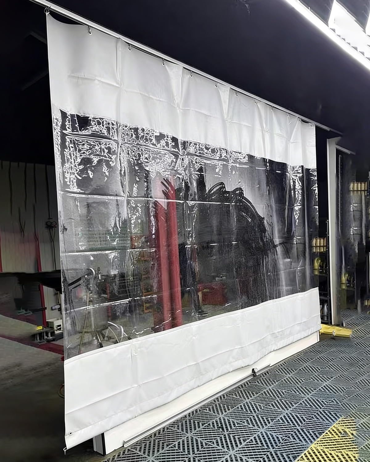 Rideau de Porte de Garage Enroulable, Transparent, imperméable et Isolant, cloison Industrielle pour ateliers de Peinture et de menuiserie, Dimensions 250 x 350 cm (98,4 x 137,7 po) - Sépara