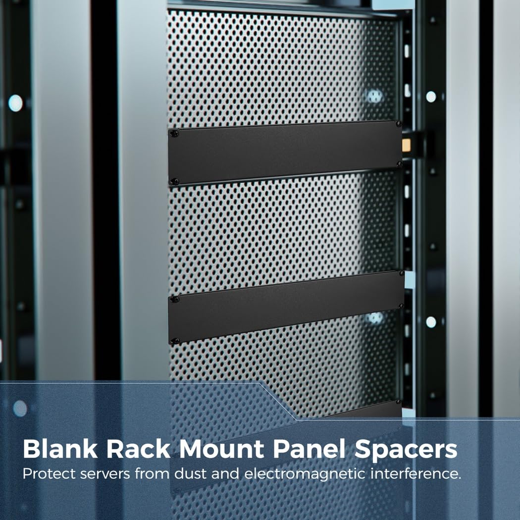 1U, 2U, 4U Server Rack Filler Patch Panel, 3Pcs Nero Opaco Metallo Mount Spessori Pannello, Spessore del pannello di montaggio su rack vuoto per 19 Pollici Alloggiamento di rete, Server Rack