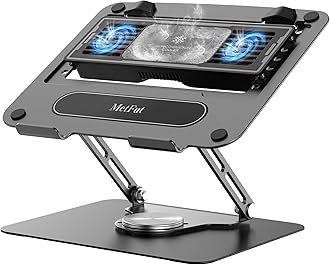 MetFut Laptop Cooling Stand [2025 New] Removable Thermoelectric Cooler Peltier Cooling Pad Adjustable & 360 Degree Rotating Stand Rugged Carbon Steel 20Db 2-Stage Cooling Fits Up to 16" (Black)