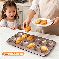 Vista 3 de Madeleine - Bandeja antiadherente de acero al carbono para hornear, molde de 12 agujeros para hornear en el horno, resistente a la deformación