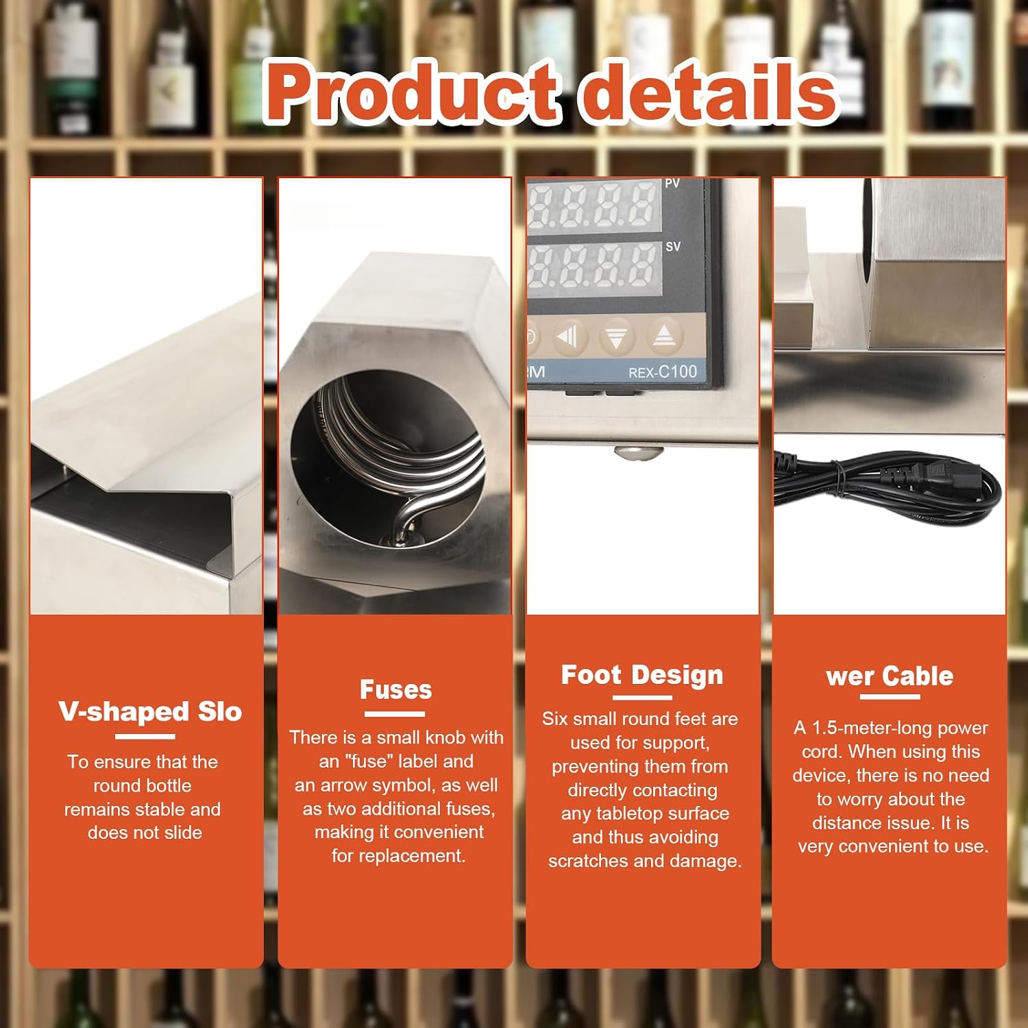 PVC Capsule Heat Shrinker, 1000W 110V Thermostatic Wine Bottle Cap Wrap Heat Shrinking Machine, Bottle Sleeve Shrink Sealing Machine with Digital Display, for 70mm/2.75 PVC Capsules