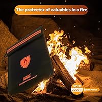 Vista 2 de Bolsa de documentos ignífuga – Bolsa de dinero impermeable ignífuga con cremallera para efectivo/documentos importantes/objetos de valor