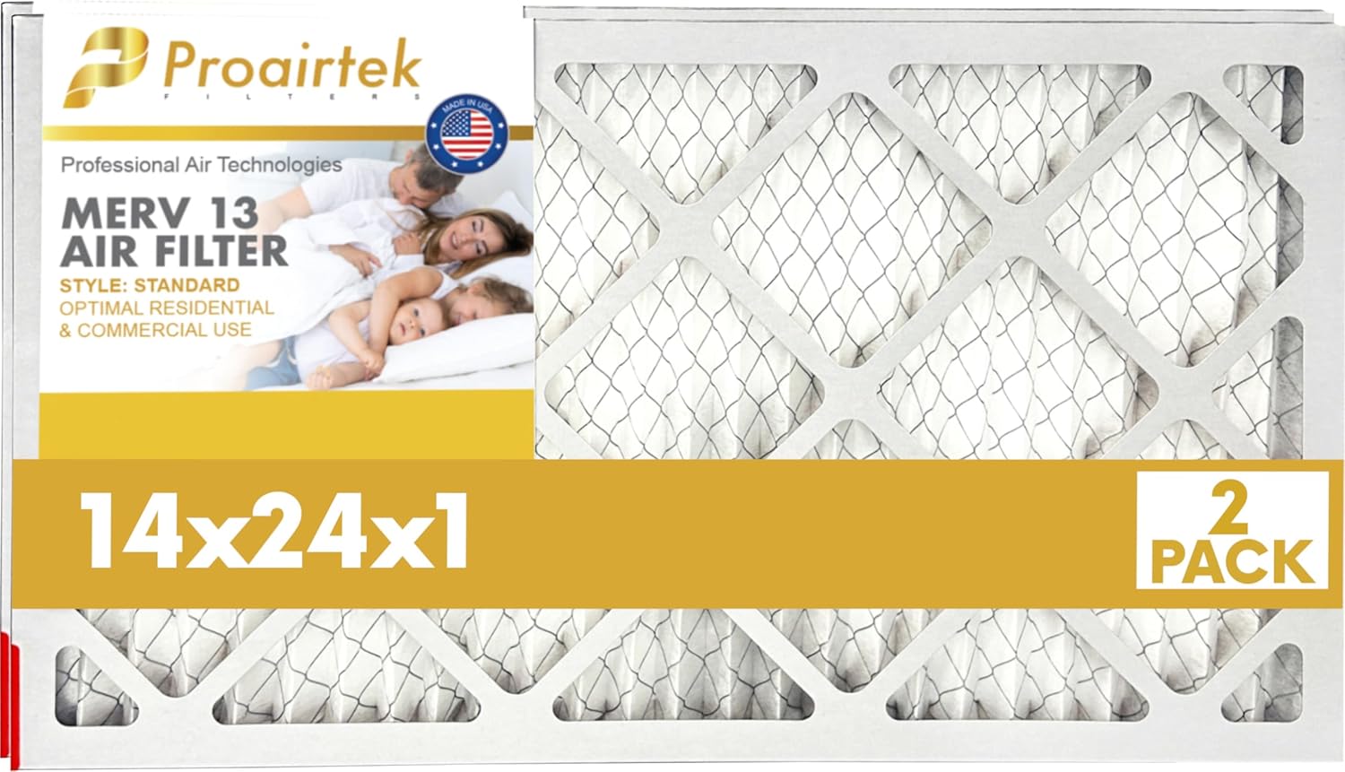 Proairtek AF14241M13SWH Model 14x24x1 Pack of 6 Air Filters, MERV 13; Ideal for Anyone Wanting Clean, Crisp Air in Their Home; Offers Enhanced Airflow and Efficiency; High-performance Filtration