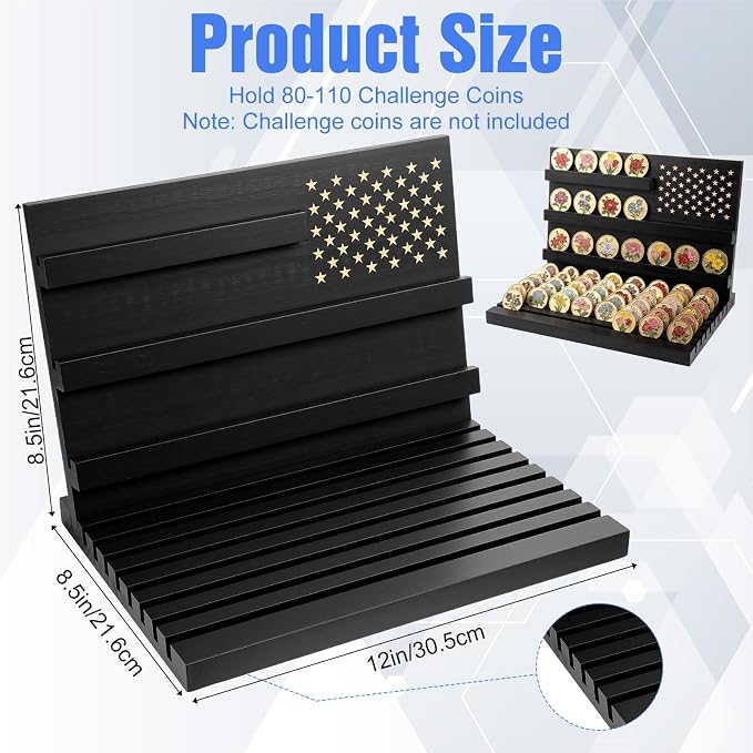 Exhibidor para monedas de madera color negro miniatura 3