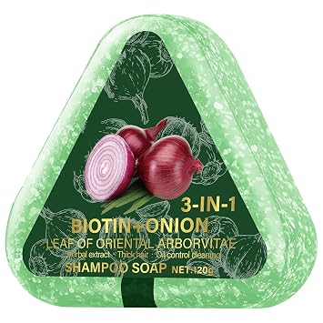 Onion Shampoo Bar for Hair Growth, 3 in 1 Onion Biotin Shampoo Bar for Hair Loss, Thinning Hair, Dry Damaged Hair, Hydrating Hair Soap Shampoo Bar for Hair Care 4.23 oz