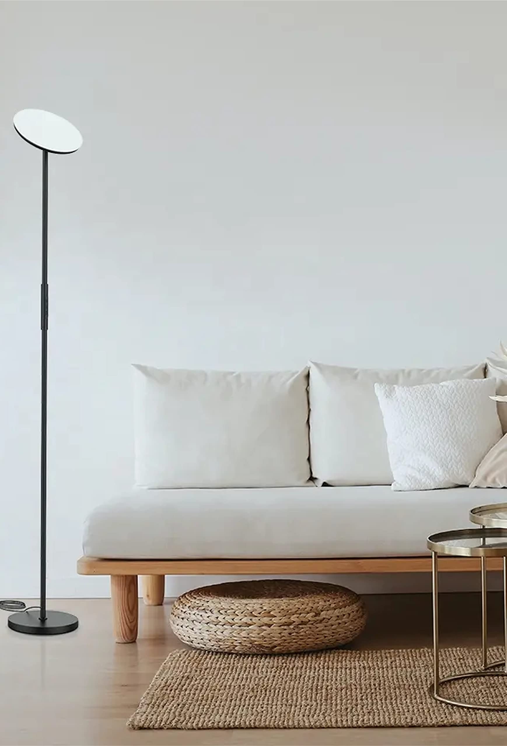 Wohnzimmerfuß SMART, WI-FI + Touch-Sensor + App-Steuerung, dimmbar, 3000 K-6000 K + RGB 25 W, schwarz matt lackiert, schwenkbar, drehbar, indirektes Licht.