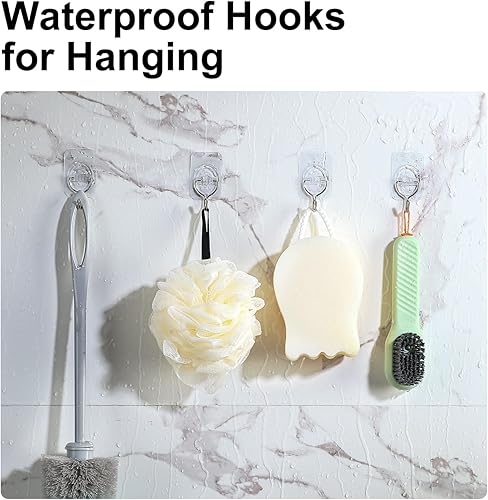 Miniatura 5 de LOUXPERT Ganchos de pared adhesivos para colgar, 6 ganchos de 4.4 libras, ganchos transparentes adhesivos, ganchos de pared de acero inoxidable 201,