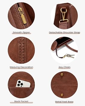 LOVEVOOK Laptop Tote Bag for Women, Vintage Leather Work Bag With Cup Holder, Waterproof Computer Purse, Professional Briefcase Office Shoulder Handbag, 15.6 Inch, Brown