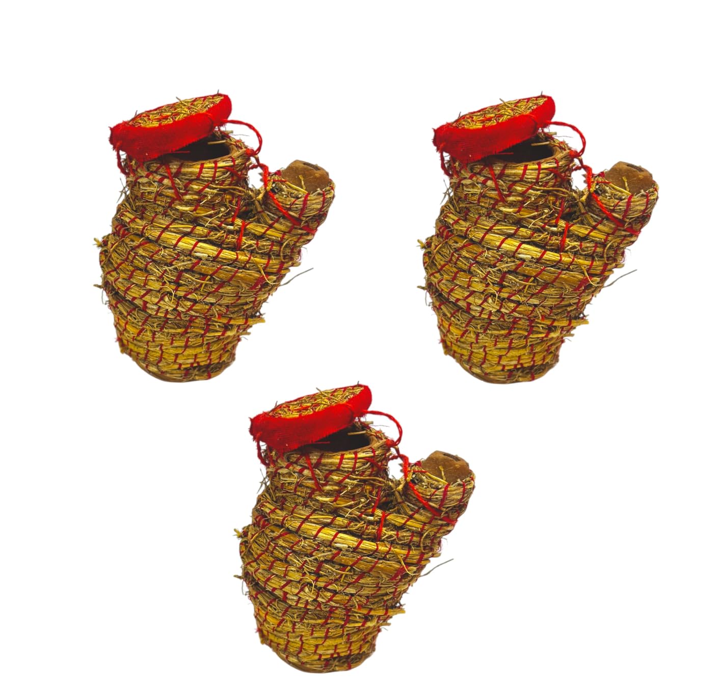 Patitpavan khush ni jhari/Clay-Mitti Pot for Cold Water/kunja Vessel for laddu Gopal ji Handmade/Shrinath ji/Krishna ji Pooja & Decoration Small Pack of 3