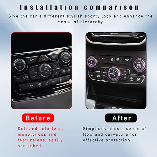 Miniatura 5 de 3 piezas de cubierta de botón de interruptor de aire acondicionado, anillos de aleación de aluminio compatibles con Dodge Challenger Durango