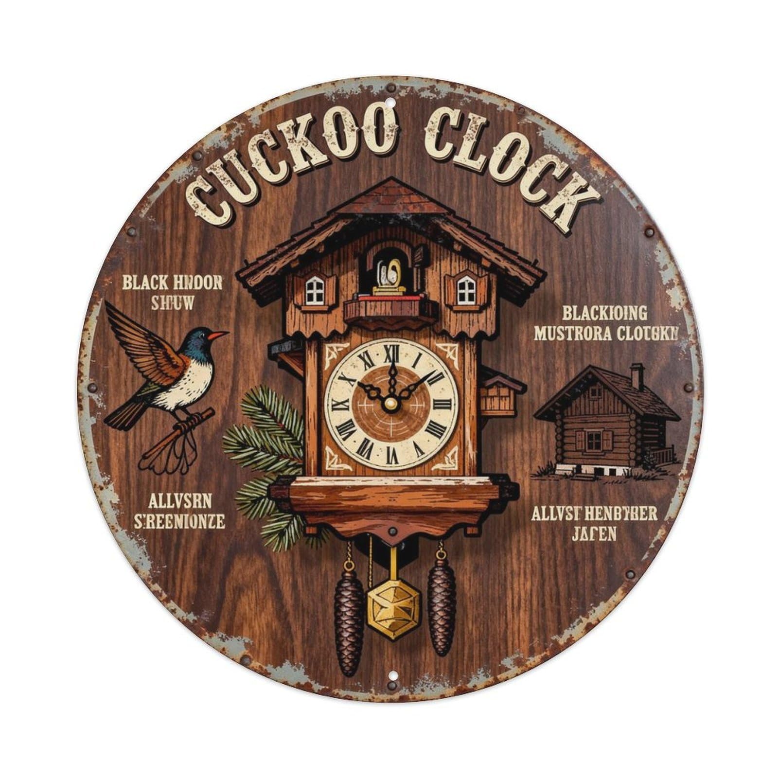 CUCKOO CLOCK Metal Tin Sign Plaque