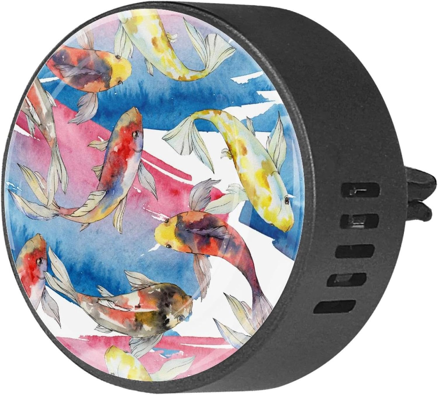 VAPOKF 2 PCS Vent Clips Car Air Freshener with Red and Gold Carp Fishes Prints, Aromatherapy Essential Oil Diffuser