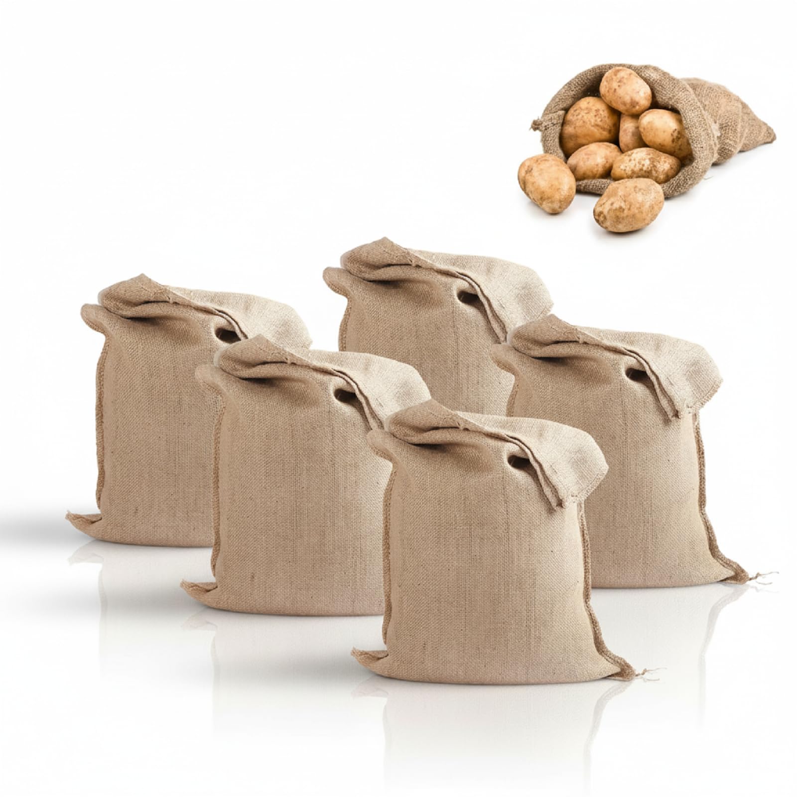 5 Pack Large Hessian Potato Sack, 60 X 40cm Hessian Large Jute Sacks