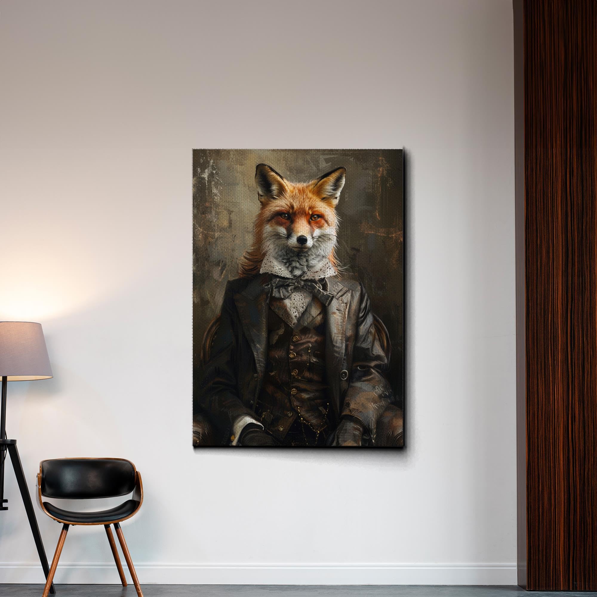 Vintage Aristocratic Fox Portrait - Unique Renaissance Painting - Quirky Funny Animal Art Lovers