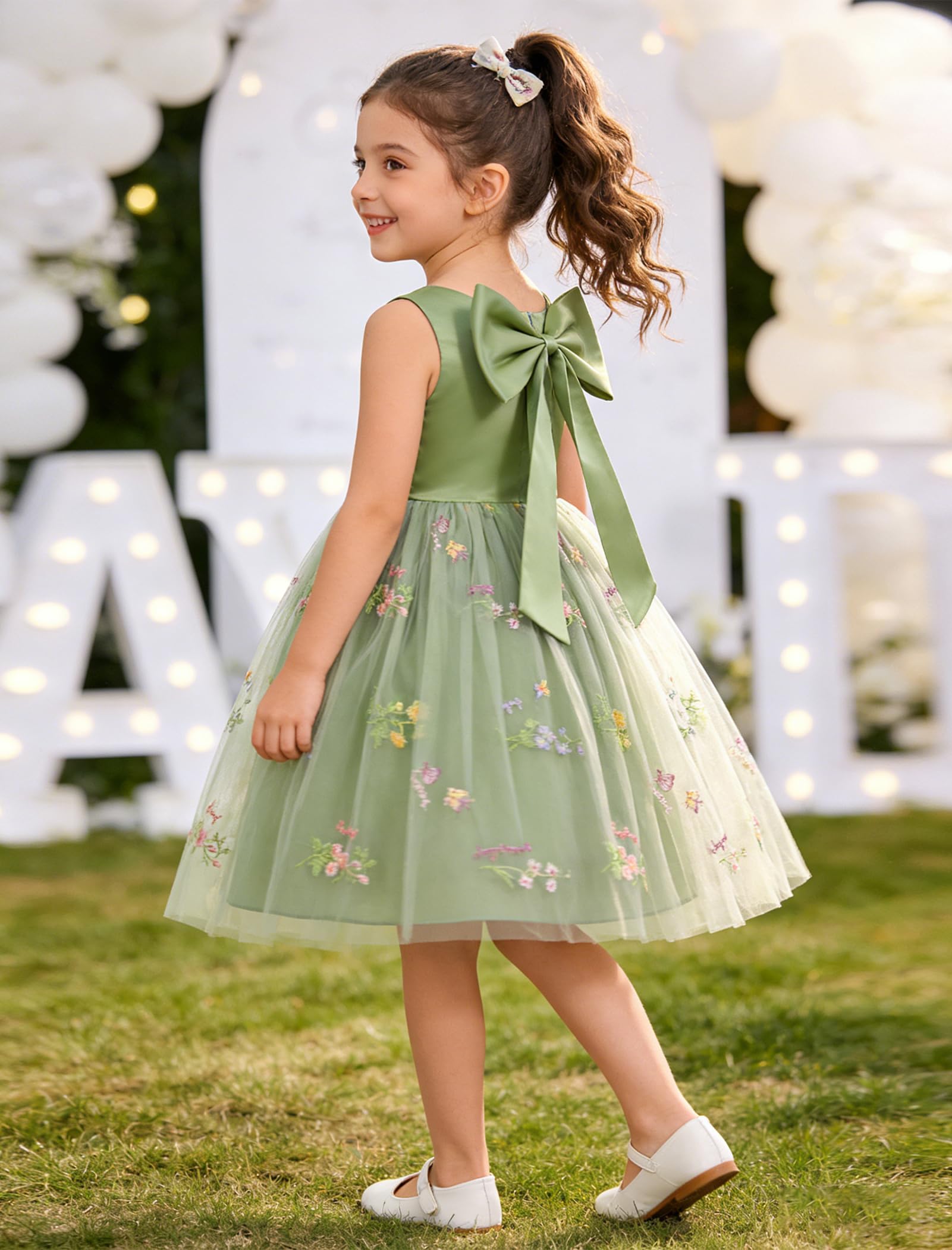 IDOPIP Kleinkind-Blumenmädchenkleid, Blumenmädchenkleid, Tüll, Pary