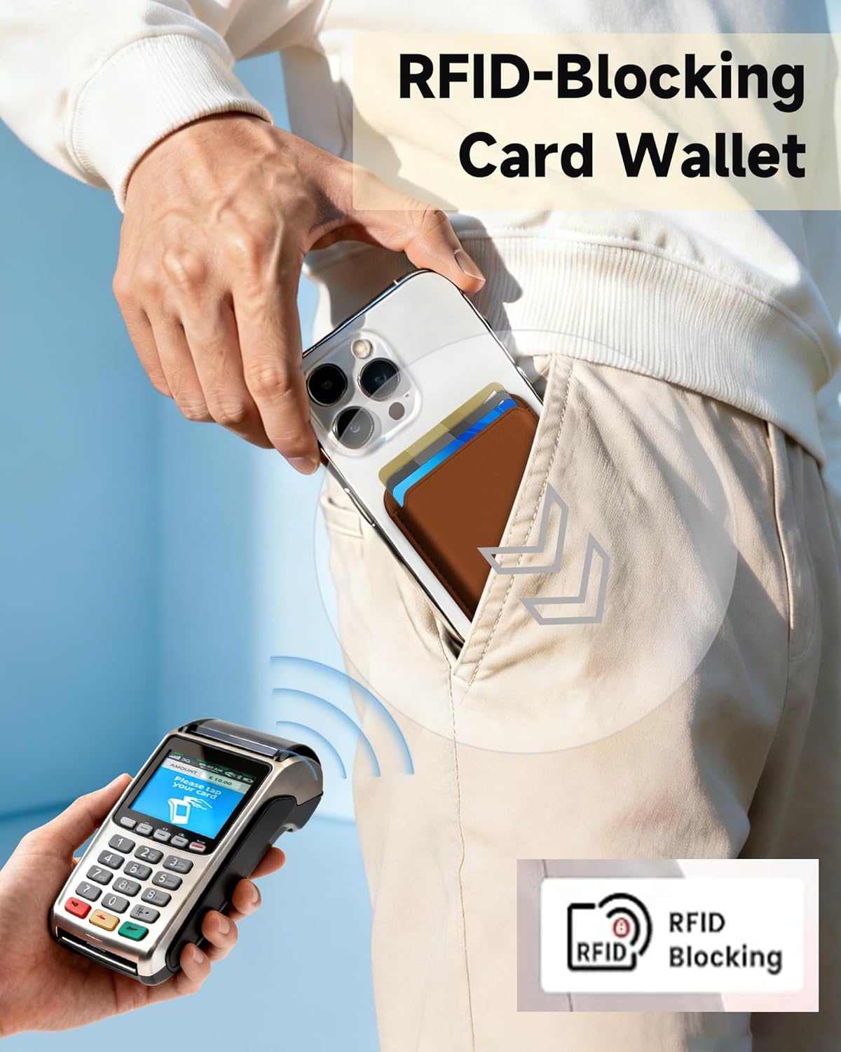 Cell Phone Card Holders, Magnetic Slim Leather Wallet for iPhone Series 17/16/15/14/13/12 Pro/Promax and for Magsafe Case Rfid Blocking Magnet Credit Card Holder (Brown) - Image 5