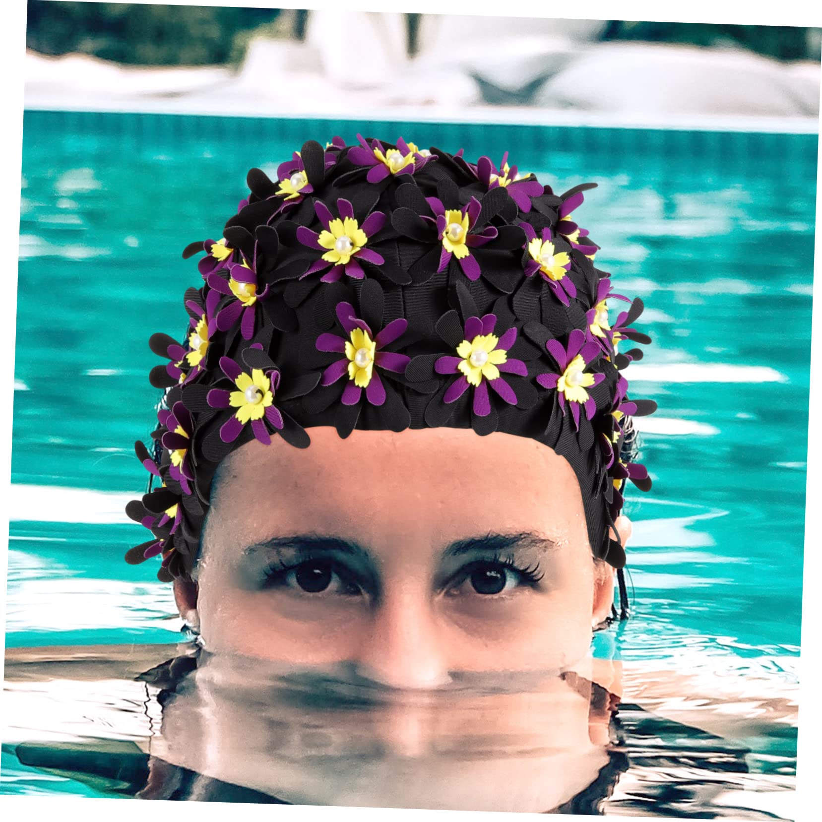 HEMOTON Aumentar el Sombrero de natación de Flores Gorro de baño para Mujeres de Sombrero de baño Gorro de baño de Damas Gorro de baño Floral poliéster