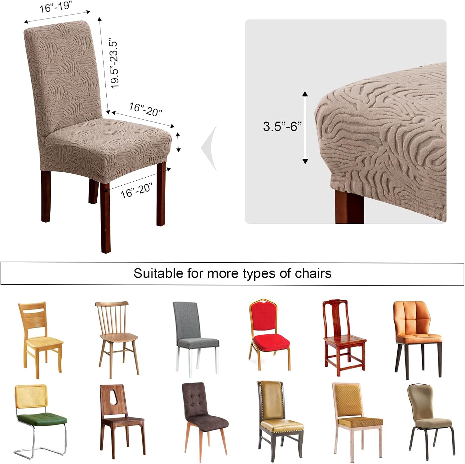 Dining Chair Covers, Chair Covers for Dining Room Stretch Parsons Chair Slipcover, for Dining Room Kitchen Chair Protector Cover, Removable, Washable (Taupe, 6 Pack)