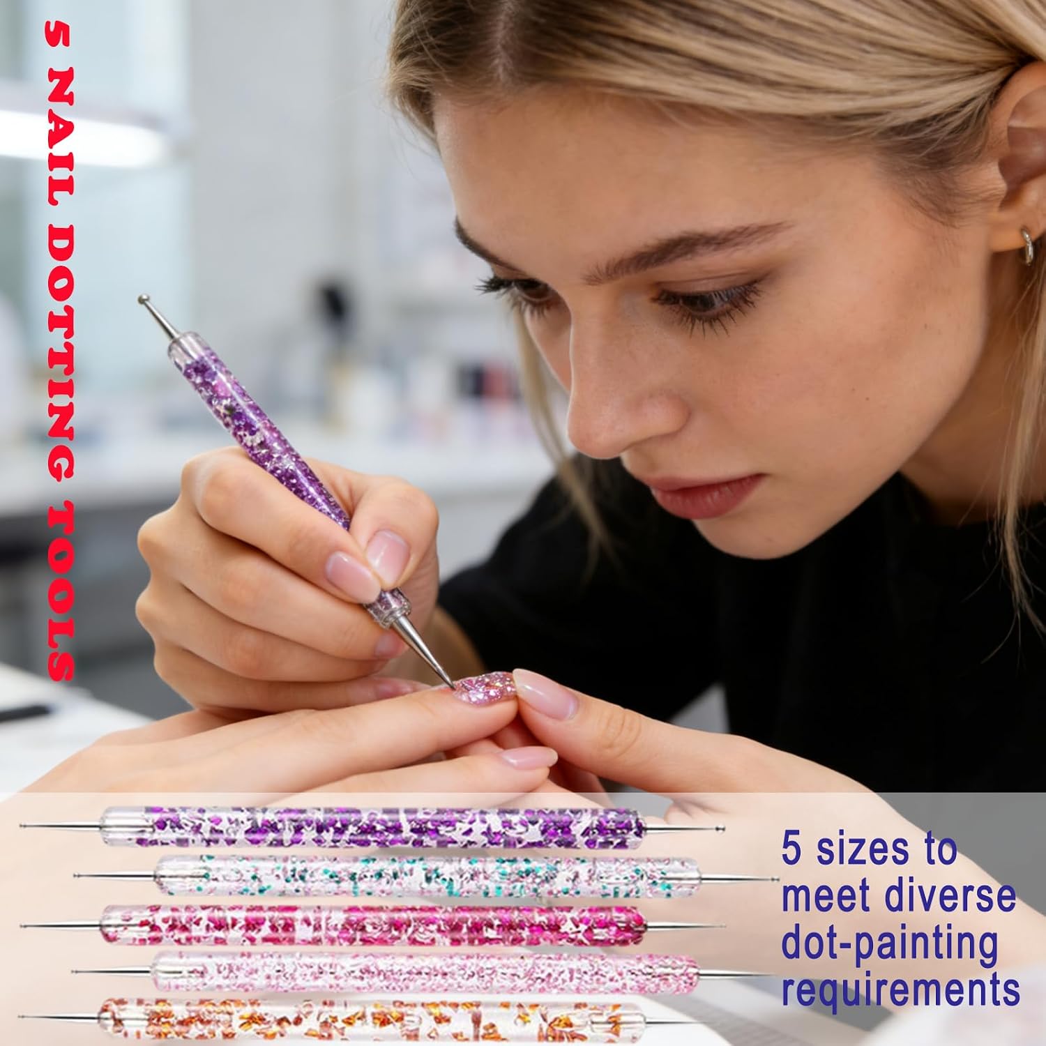 Nail Art Tools Set, Nail Stand for Press on Holder, Nail Brushes Set with Liner Brushes, Dotting Tools, Nail Design Tools Supplies Kit for Nail Tech & Beginners