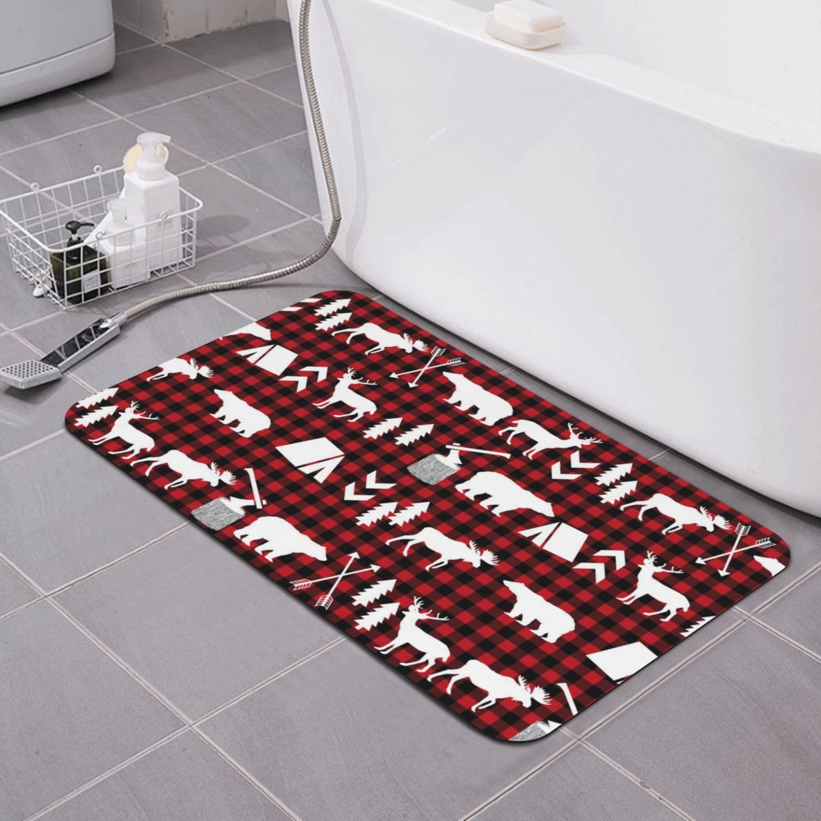 Tapis de bain super absorbant en diatomite avec motif cerf élégant
