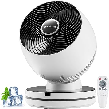 Air Circulator Fan 0dB Quiet 15.75 Inch Table Fans for Bedroom, 12 Speeds, 12H Timer, Auto Temperature Control Oscillating Fan Desk Fan with Remote for Home Office Dorm