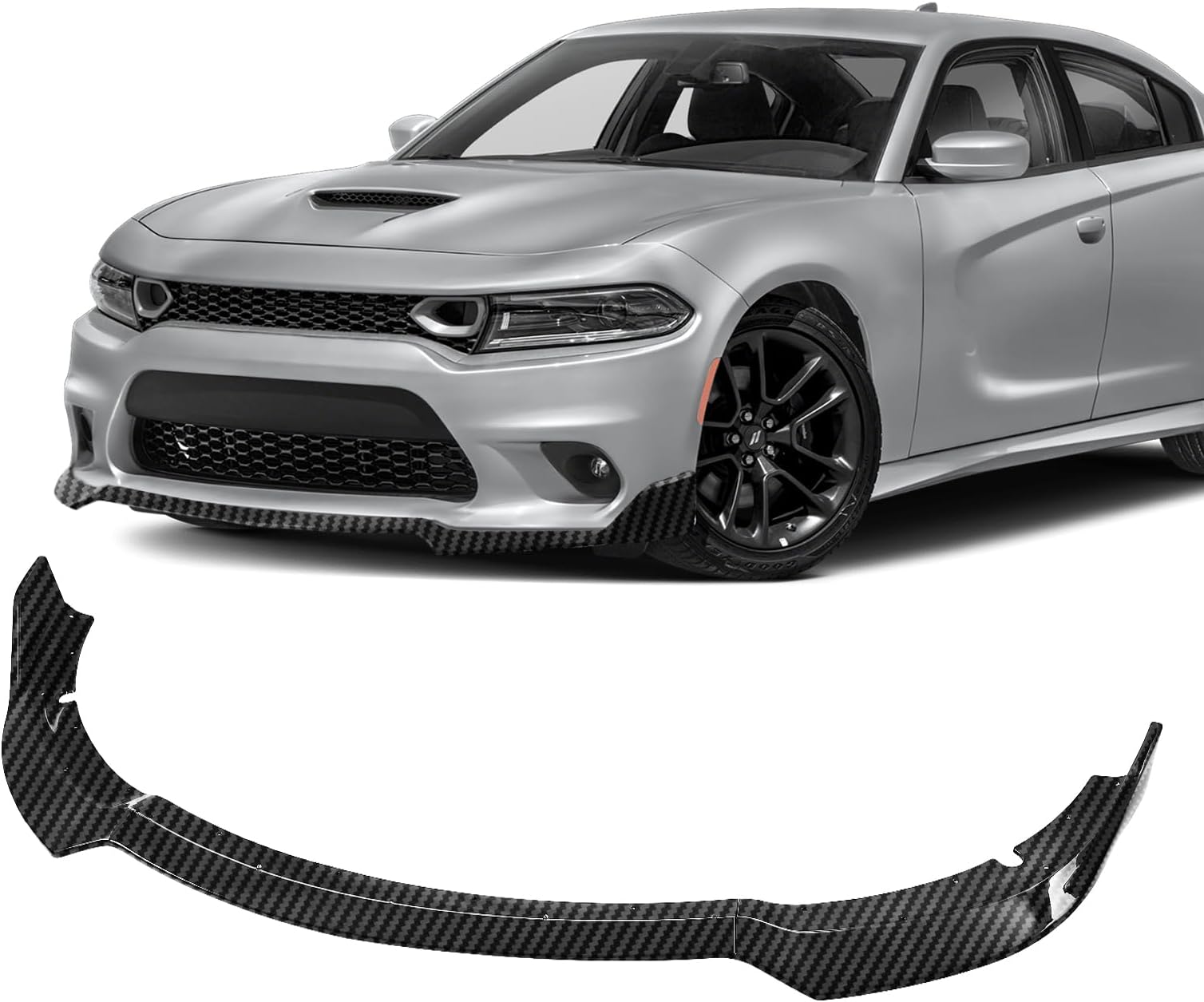 Front Bumper Lip Compatible with 2015-2023 Dodge Charger SE RT SRT GT Sport Style Front Bumper Lip Spoiler Air Chin Body Kit Splitter Black ABS 2019-2023 SRT Trims 4-Door Sedan