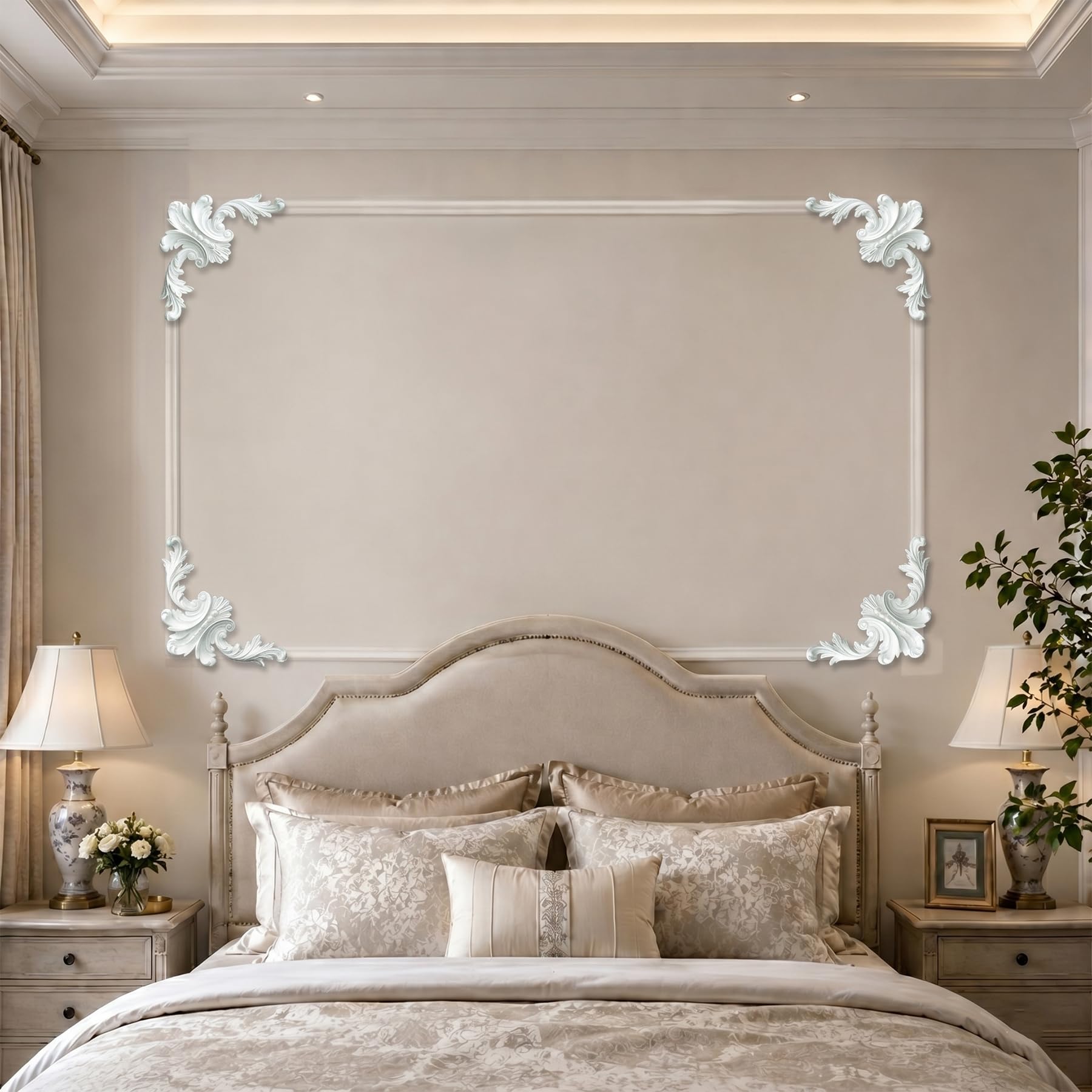 Kit De Molduras Decorativas para Pared Perfil PVC Y 4 Esquineros De PU Style H,10m
