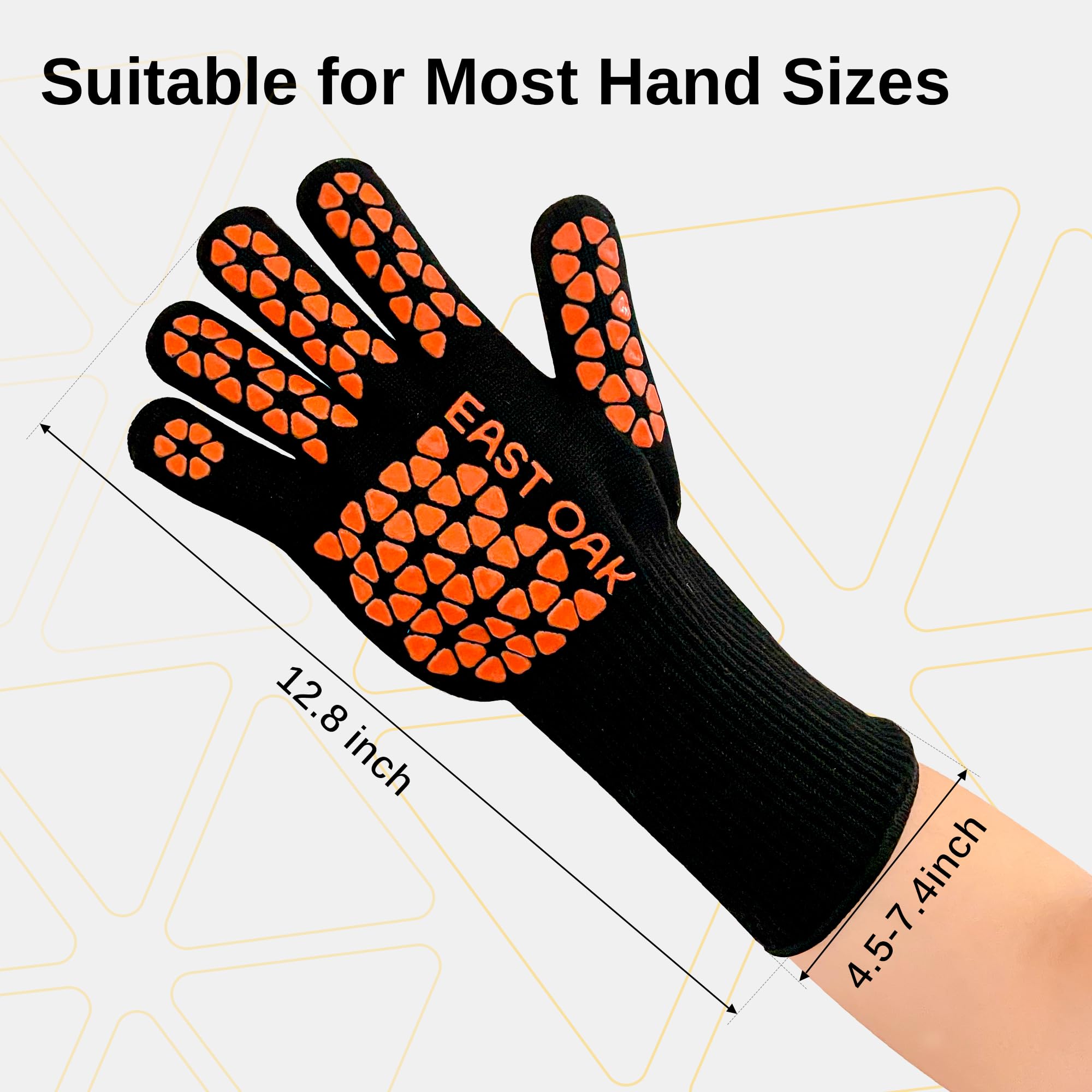 EAST OAK Guanti da barbecue, resistenti al calore, guanti da forno in silicone antiscivolo, guanti lunghi da cucina per barbecue, cucina, cottura, taglio