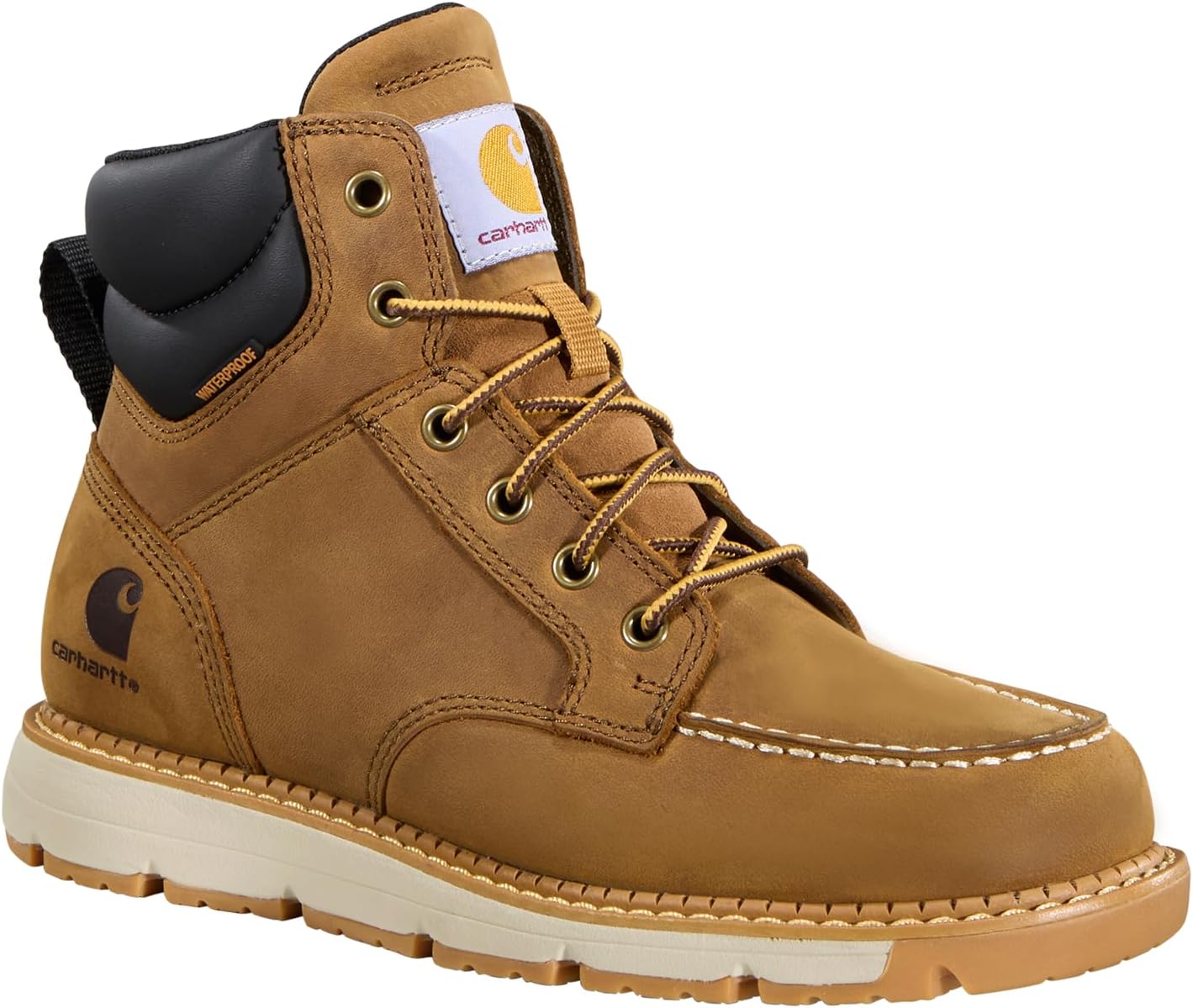 Carhartt Women's Millbrook 6" Soft Toe Waterproof Wedge Boot, Leather Work Boot, Slip Resistant, EH Rated