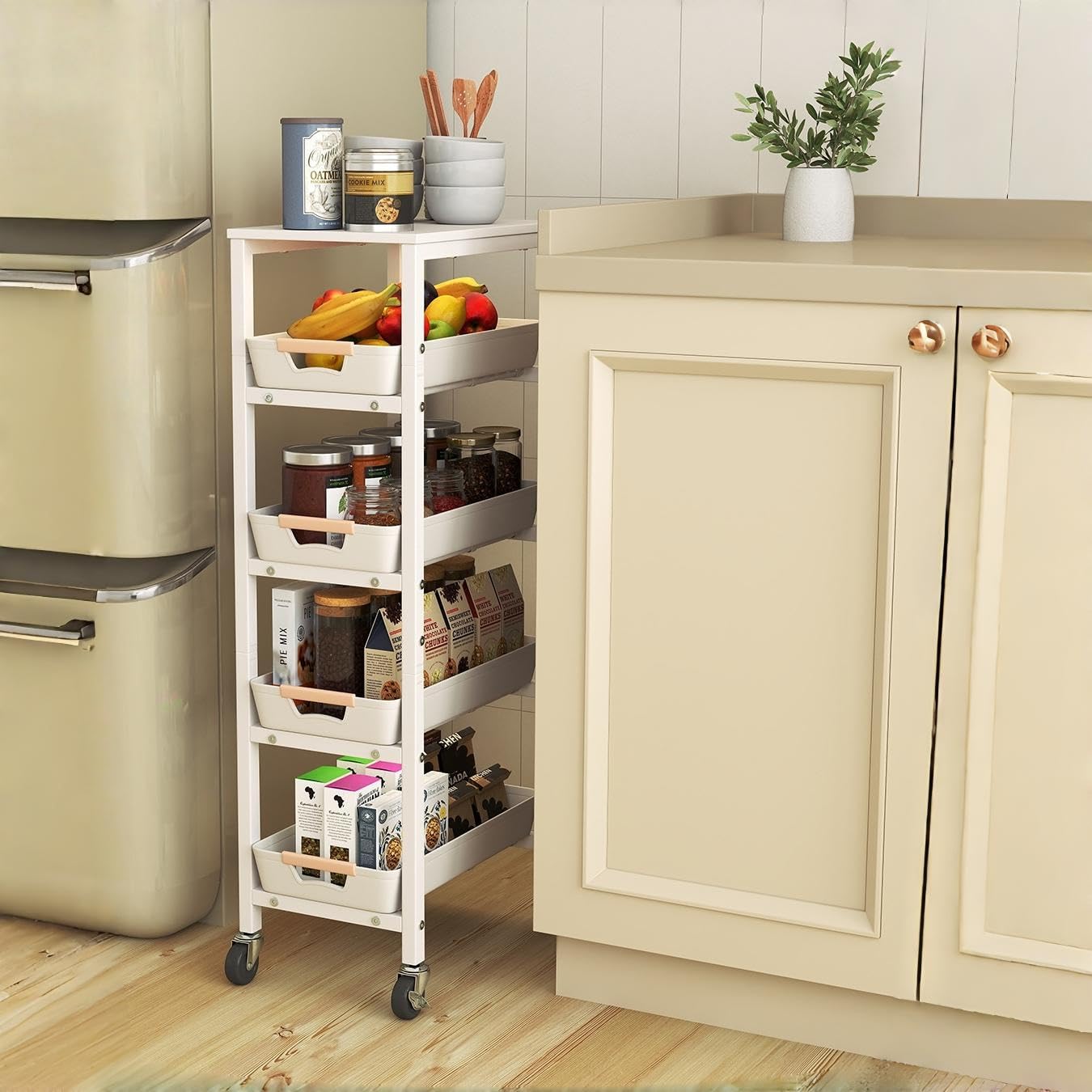 キャスター付きで移動も楽々 収納ワゴン 隙間収納 ラック 楽天市場】【最大10%OFF☆週末だけ】キッチンワゴン 収納ラック